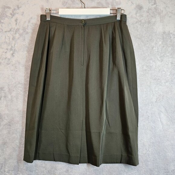 Kasper Olive Green Double-Breasted Blazer Skirt Set Womens 14 career formal - Picture 9 of 16